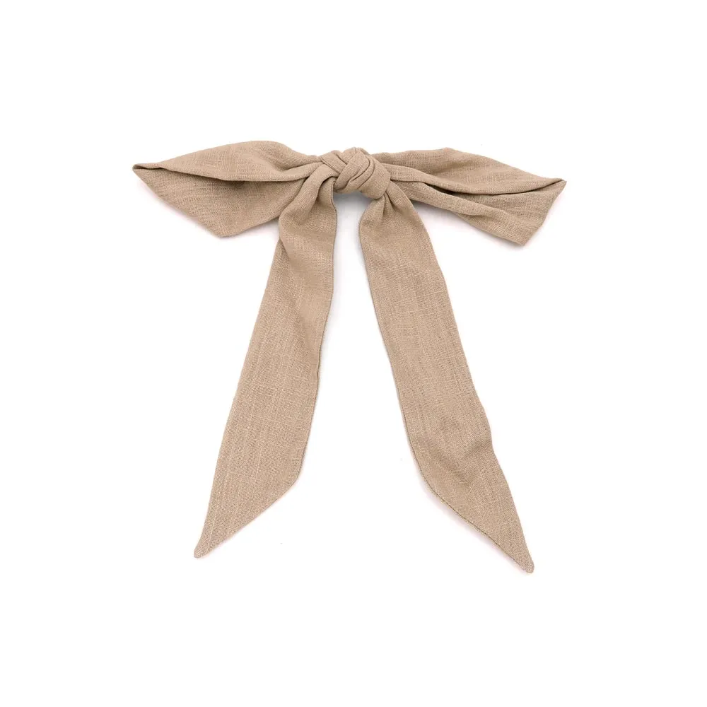 Linen Bow Hair Barrette