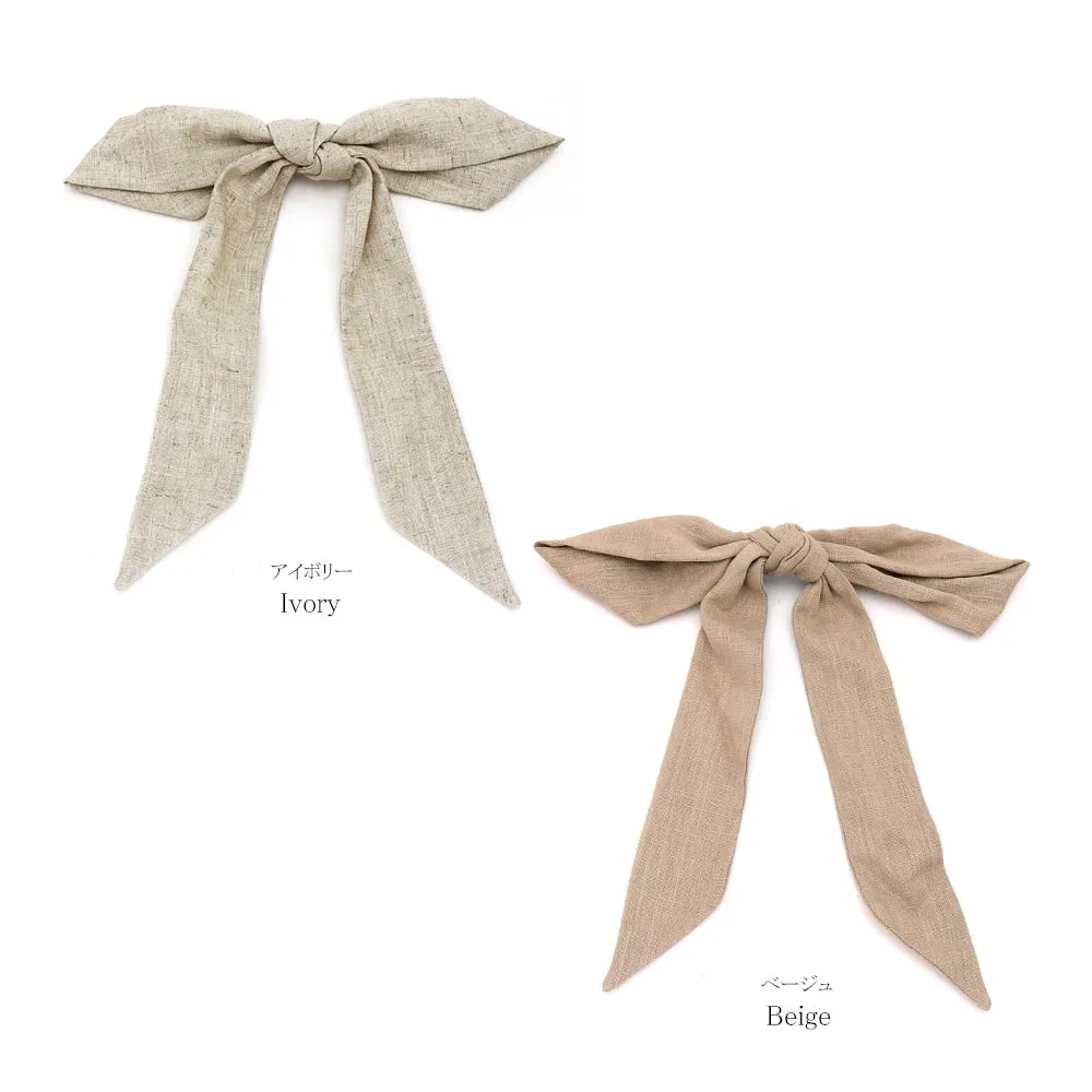 Linen Bow Hair Barrette