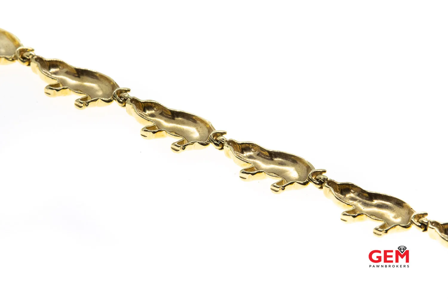 Lucky Pig Chain Link 3D Hog 14K 585 Yellow Gold Swine Animal Bracelet