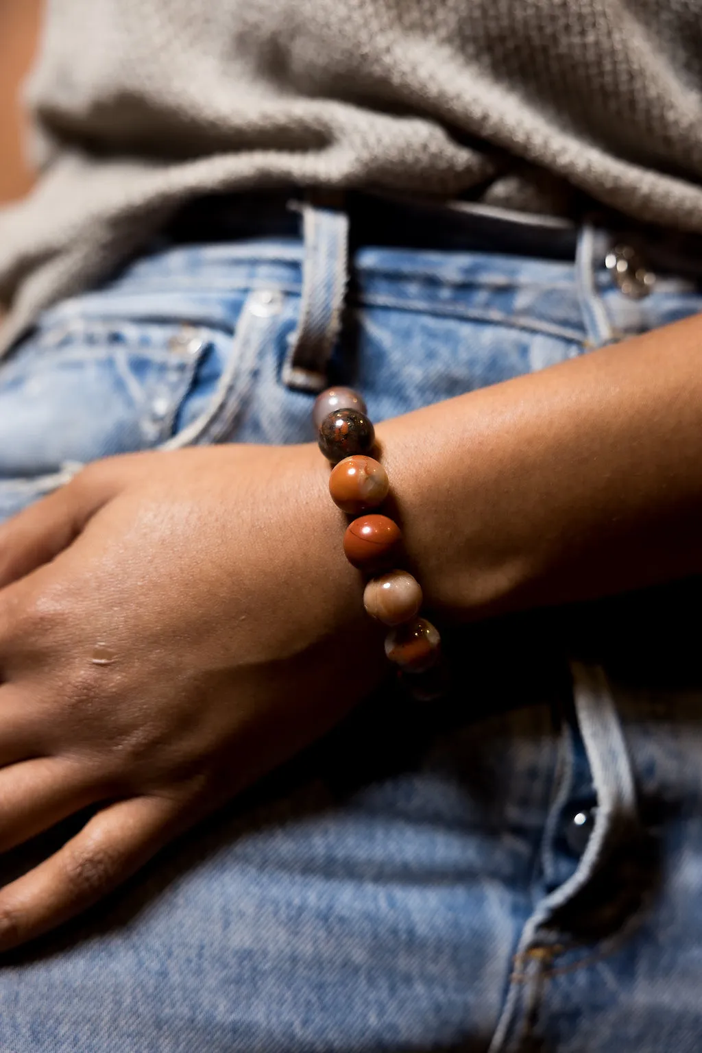 Luxury Red Brecciated Jasper Natural Gemstone Bracelet