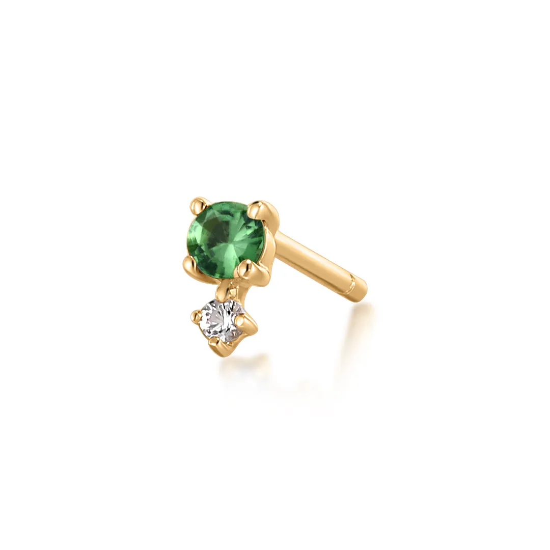 MAY | Green Tsavorite and White Sapphire Stud Earring