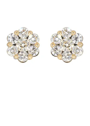 Mens Stud Diamond Earrings | 3.45 Carats 14K Yellow Gold