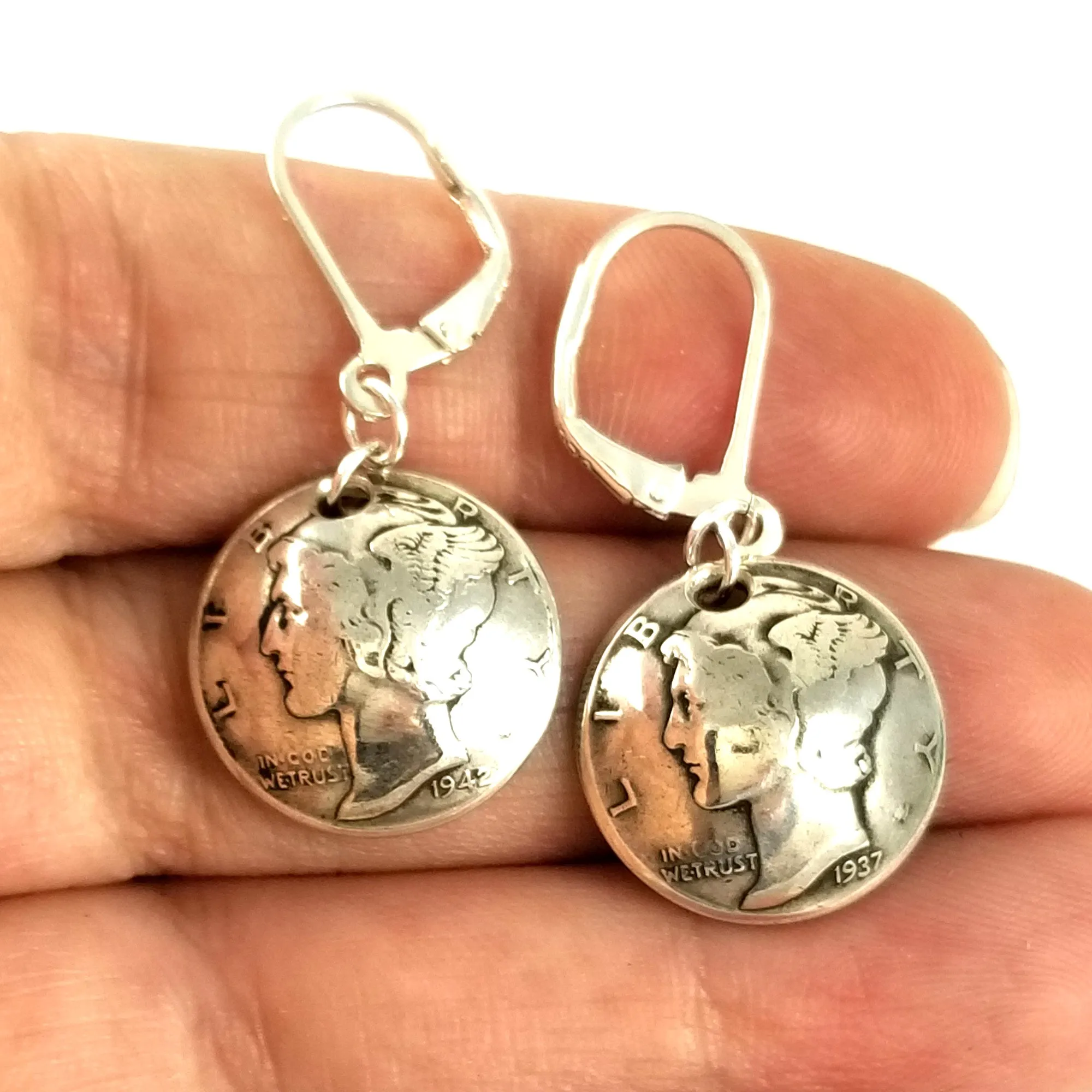 Mercury Dime Drop Earrings