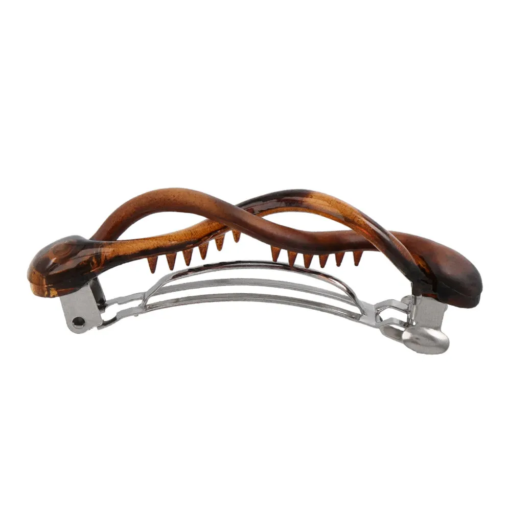 Metal Brown and Black Twist Hair Barrette Set