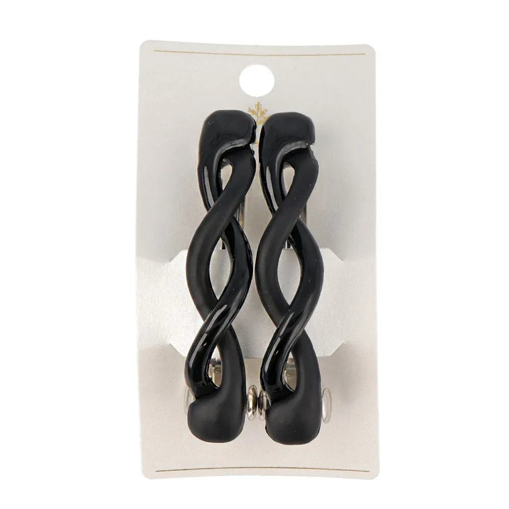 Metal Brown and Black Twist Hair Barrette Set