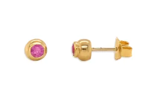 Mini Earrings 14kt Gold Pink Sapphire Studs