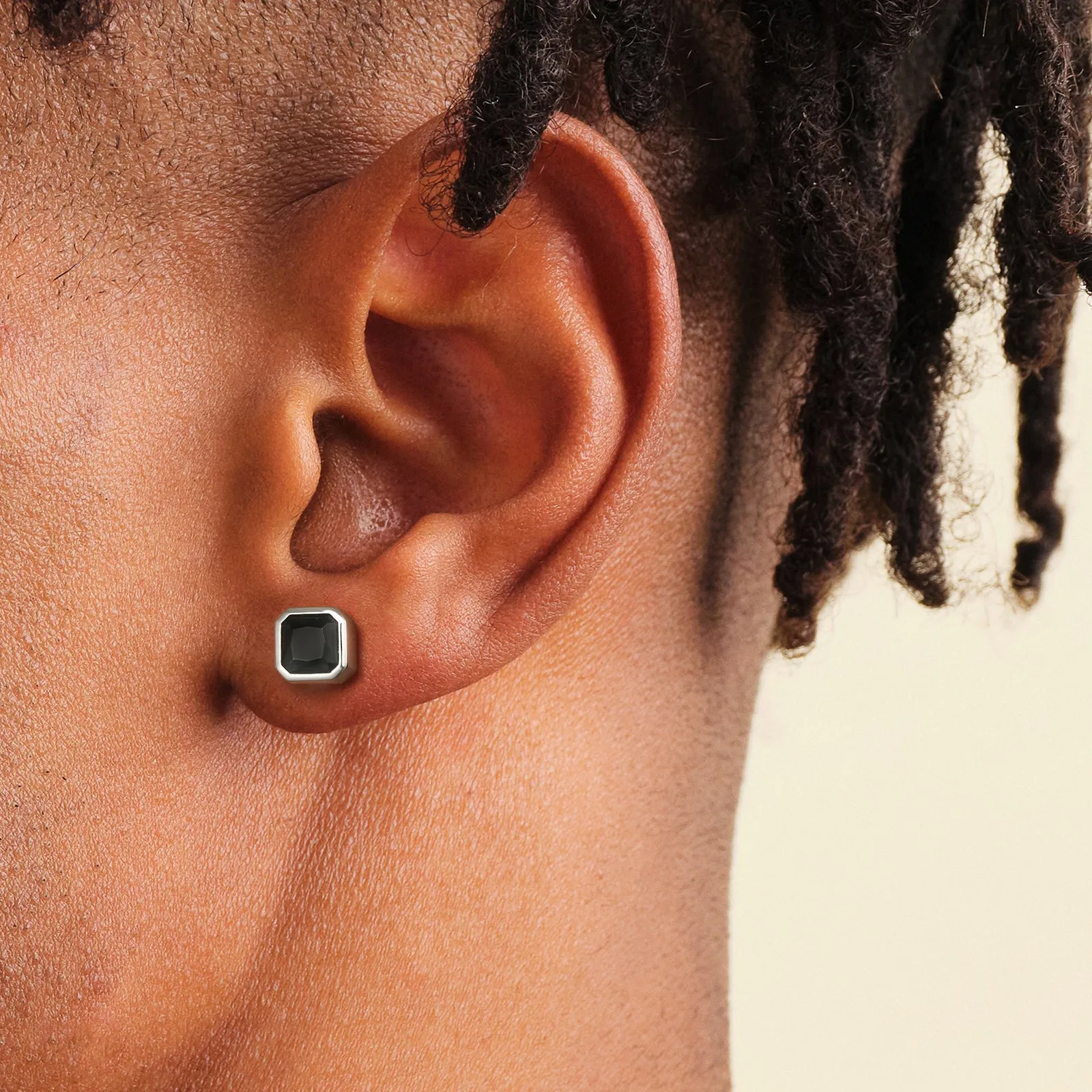 Minimalist Black CZ Iced Stud Earrings for Men