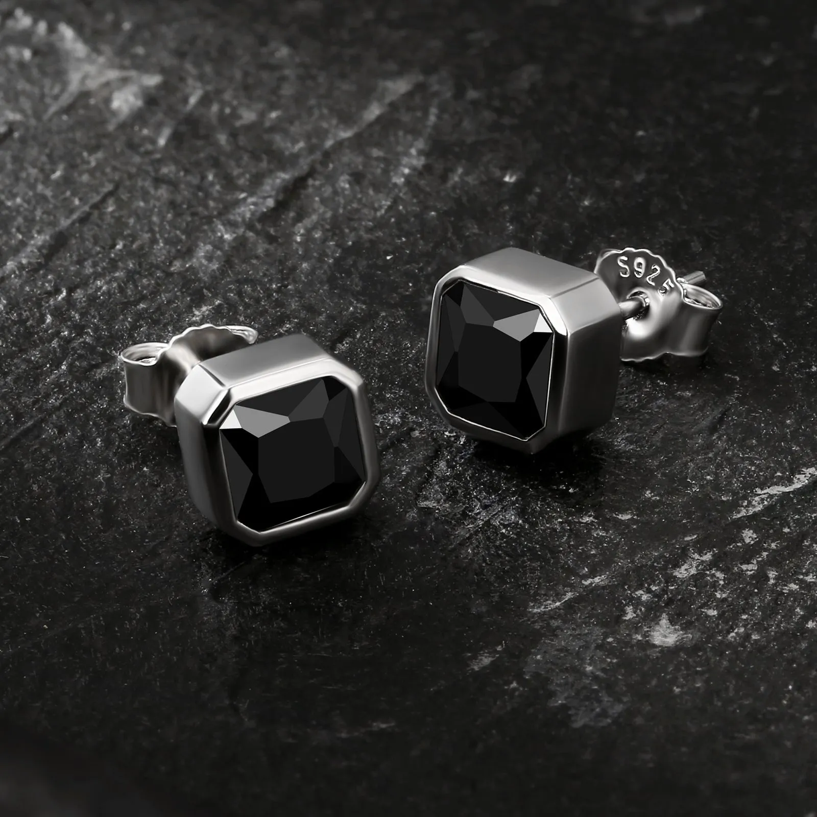 Minimalist Black CZ Iced Stud Earrings for Men