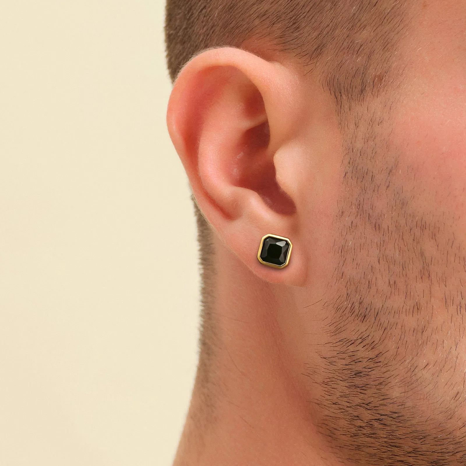 Minimalist Black CZ Iced Stud Earrings for Men