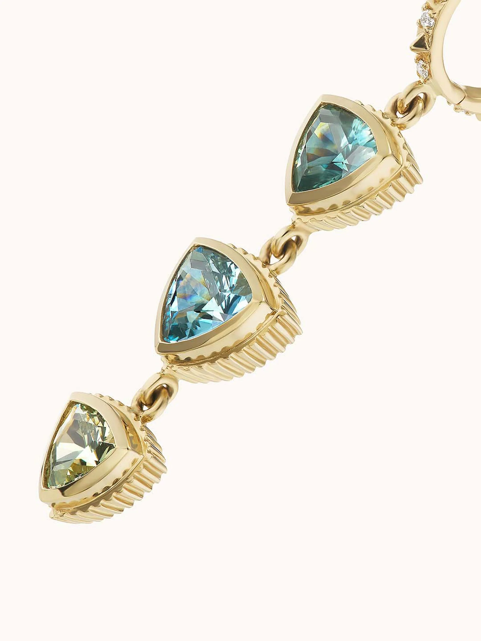 Montana sapphire trillion drop earring