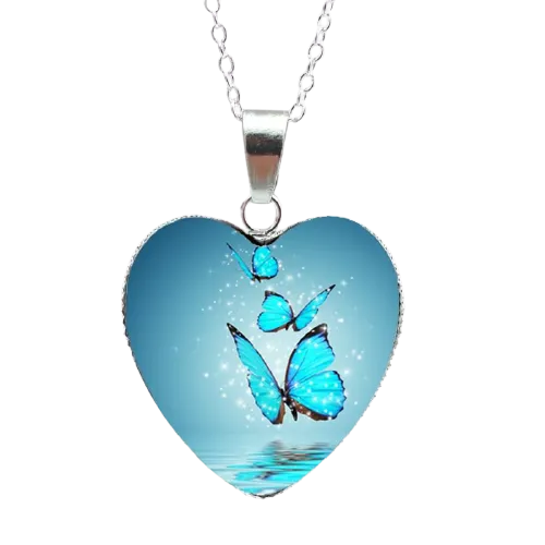 Mysterious Magic Butterfly Heart Necklaces Pendant