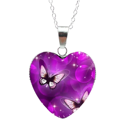 Mysterious Magic Butterfly Heart Necklaces Pendant