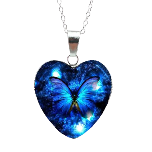 Mysterious Magic Butterfly Heart Necklaces Pendant