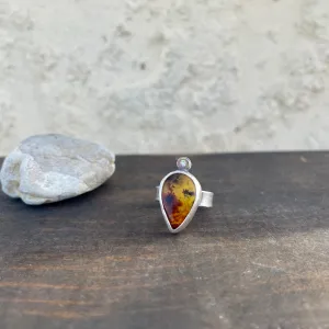 NEW! Sterling Silver Adjustable Ring with Amber by Ashley Procopio