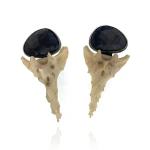 Of Mineral and Marrow Earrings - Rabbit Sacrum and Sapphire