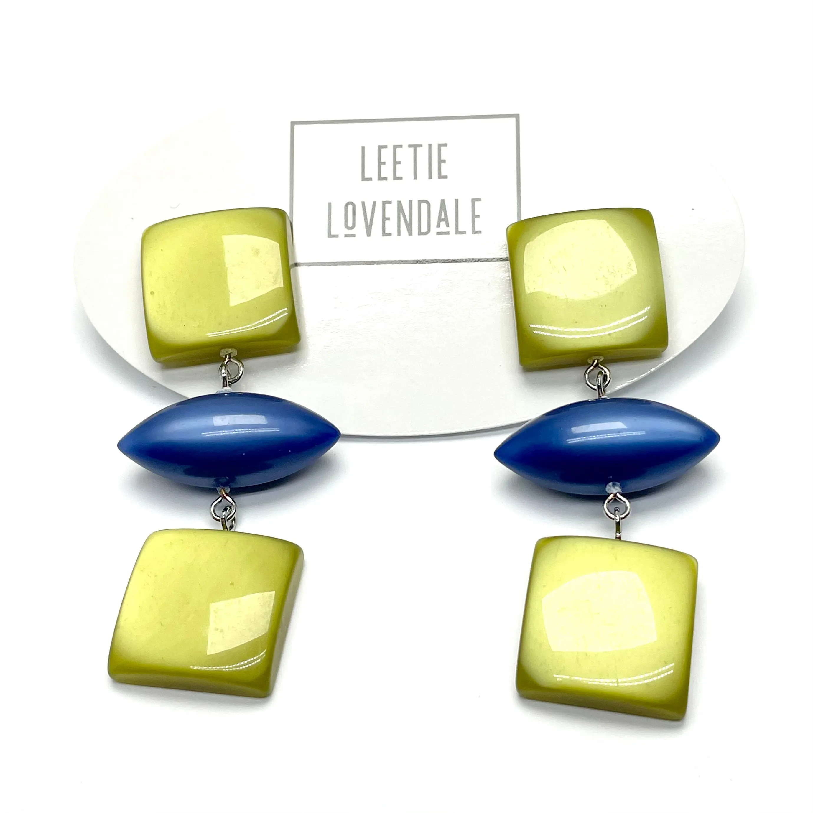 Olive & Sapphire Moonglow Cubed Statement Earrings