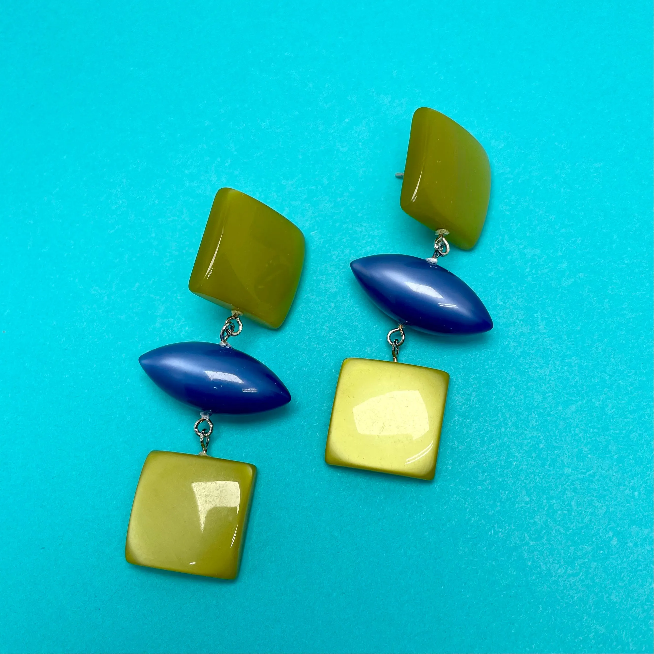 Olive & Sapphire Moonglow Cubed Statement Earrings