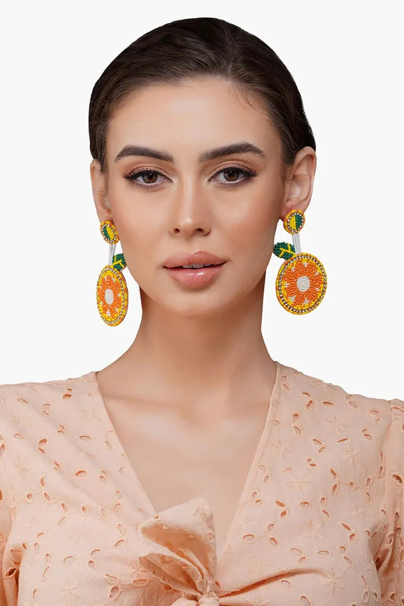 Orange Beaded Earrings