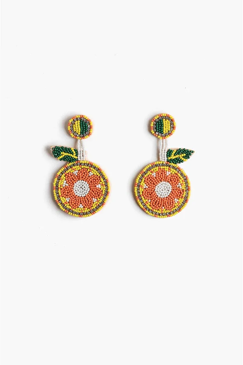 Orange Beaded Earrings