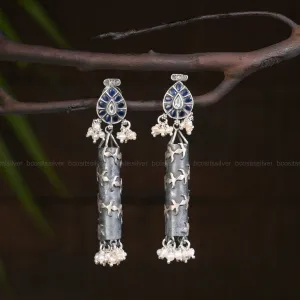 Oxidized Cylinder Shape Earring - 1323