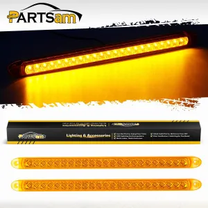 Partsam 2Pcs Amber Yellow 17" Inch 23 LED Trailer Turn Signal Parking Front Clearance Marker ID Identification Light Bars Waterproof 12V Sealed for Trailer Truck RV Camper Pickups