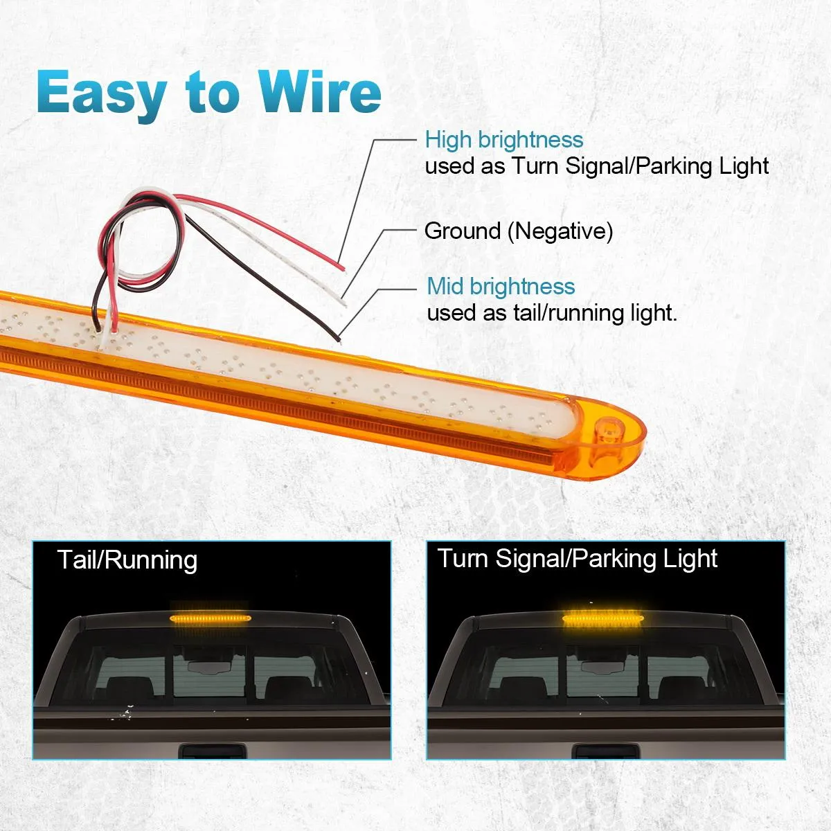 Partsam 2Pcs Amber Yellow 17" Inch 23 LED Trailer Turn Signal Parking Front Clearance Marker ID Identification Light Bars Waterproof 12V Sealed for Trailer Truck RV Camper Pickups