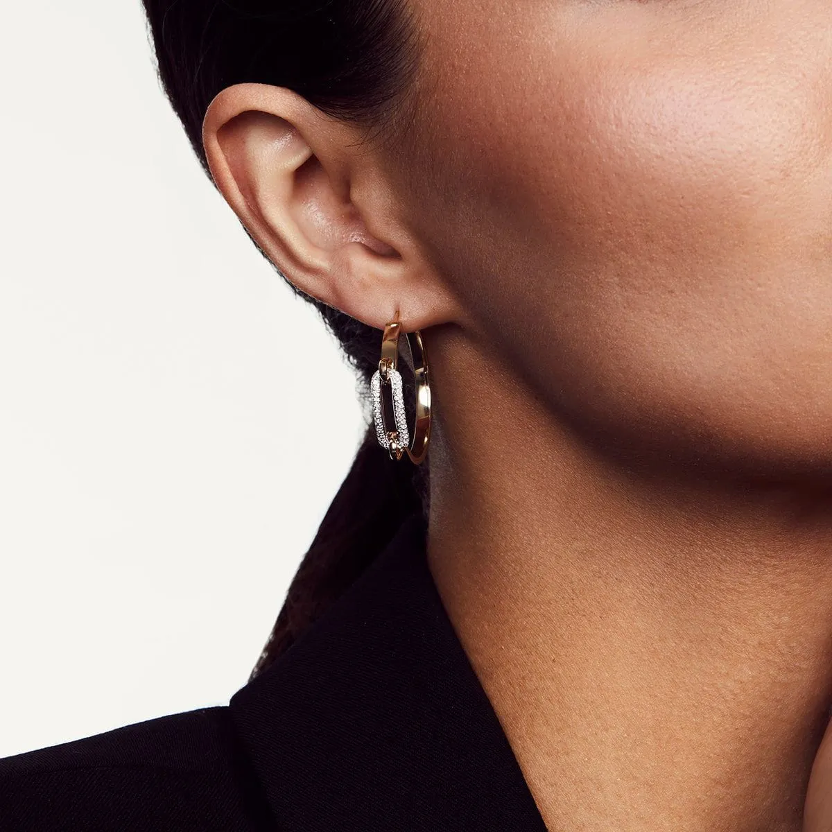 Pavé Luxe Link Hoop Earrings