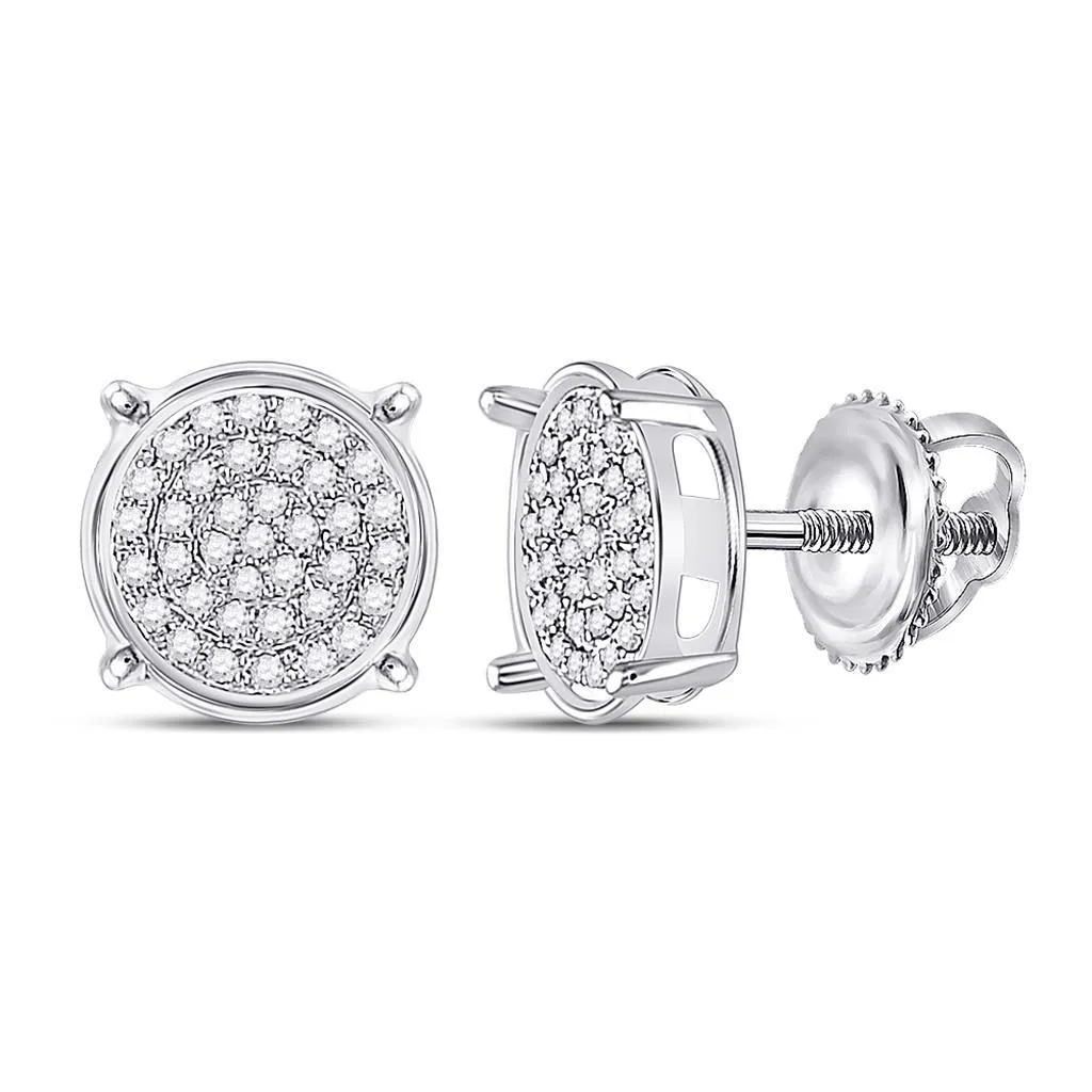 Pave Circle Diamond Earrings .12cttw 10K Gold