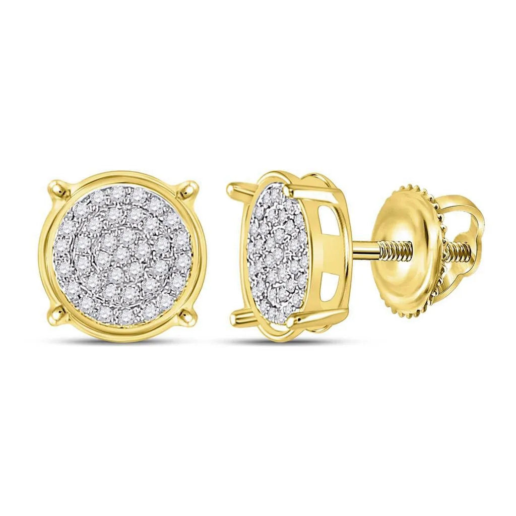 Pave Circle Diamond Earrings .12cttw 10K Gold