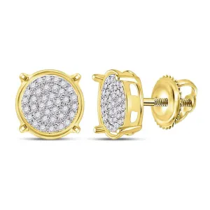 Pave Circle Diamond Earrings .12cttw 10K Gold