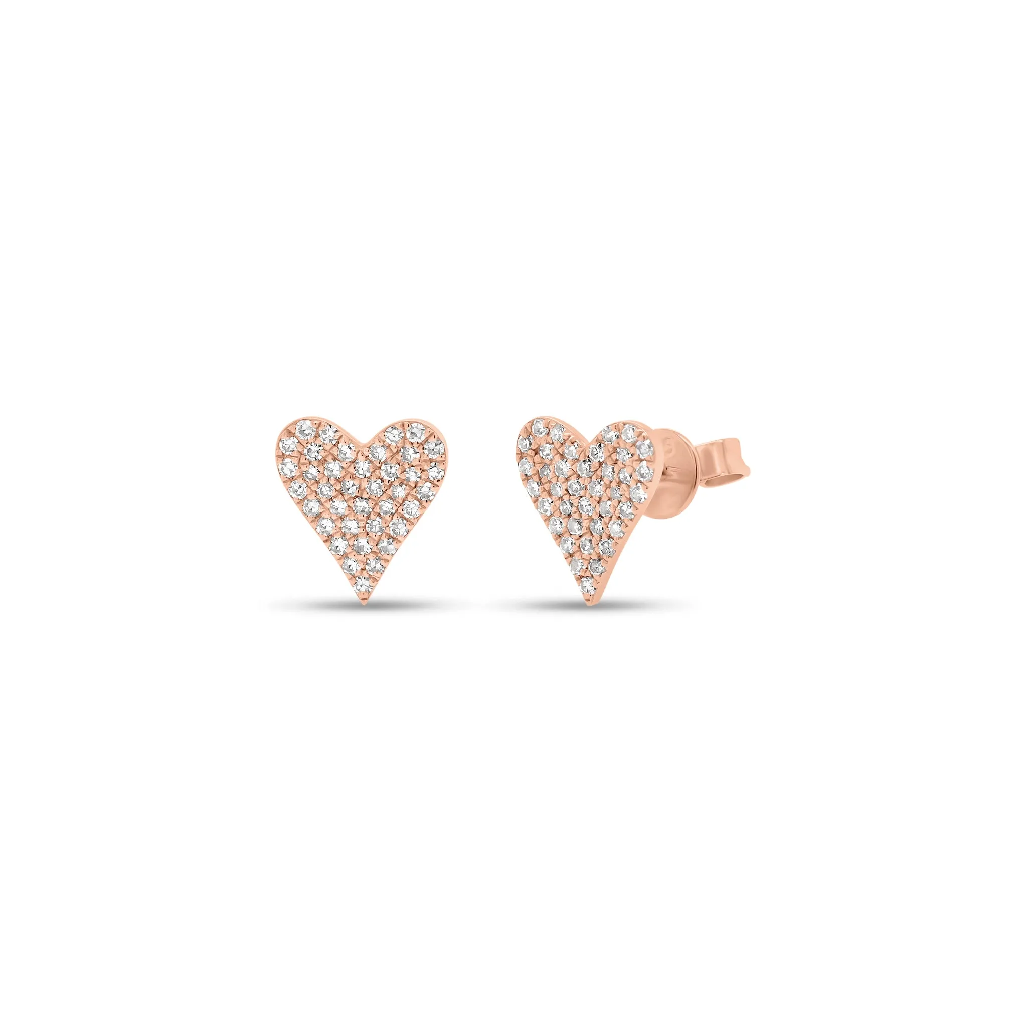 Pave Diamond Heart Medium Stud Earrings