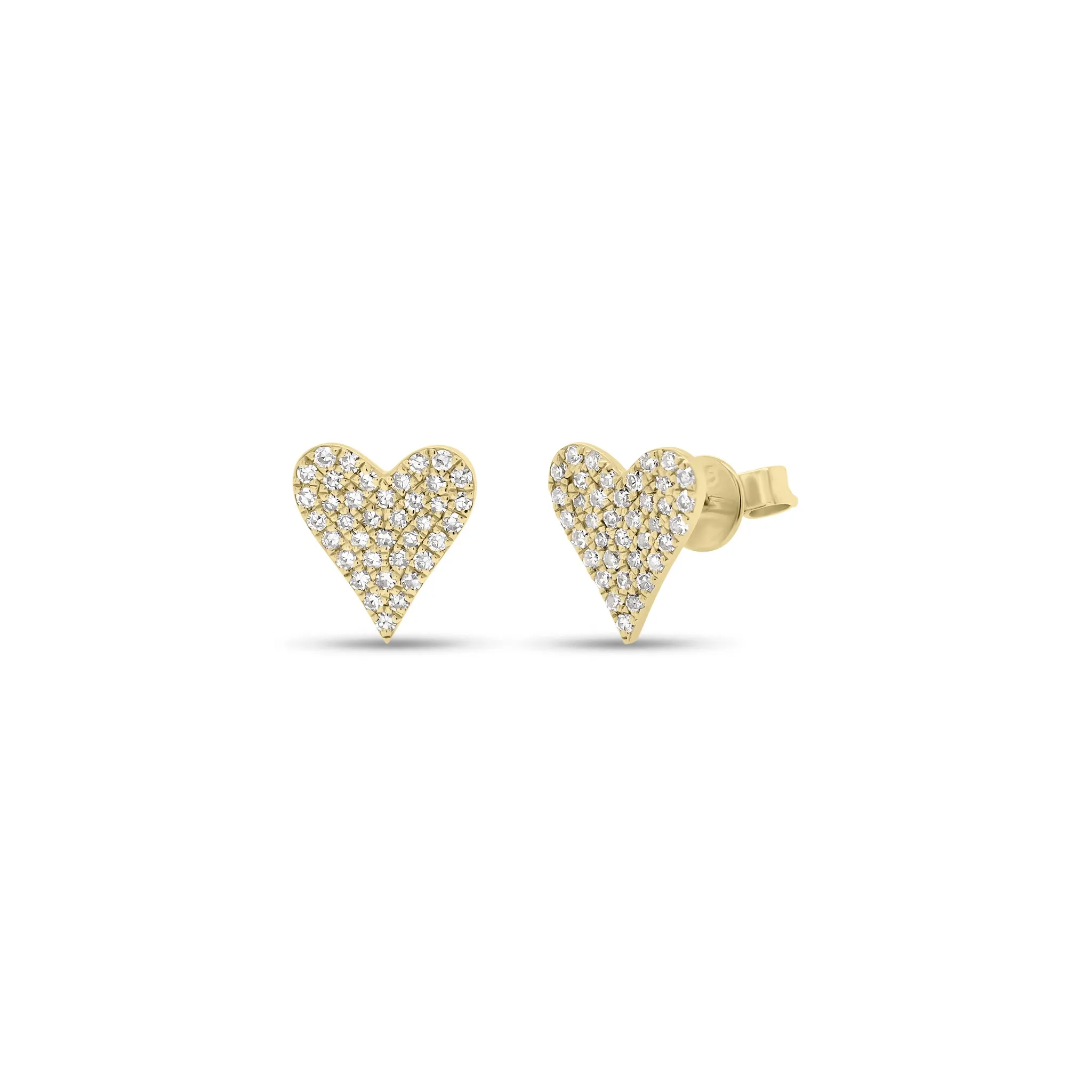 Pave Diamond Heart Medium Stud Earrings