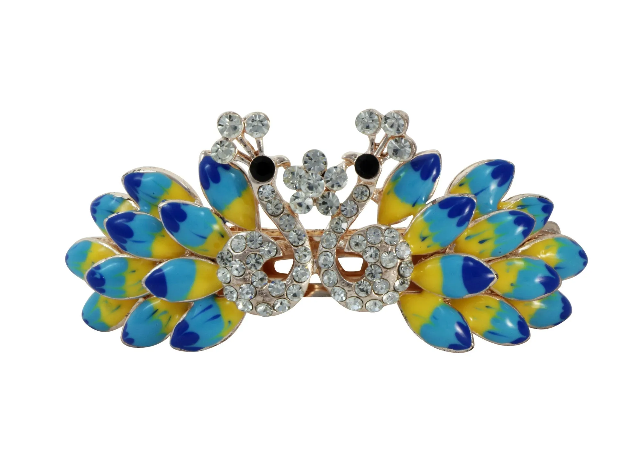 Peacock barrette with white pearls