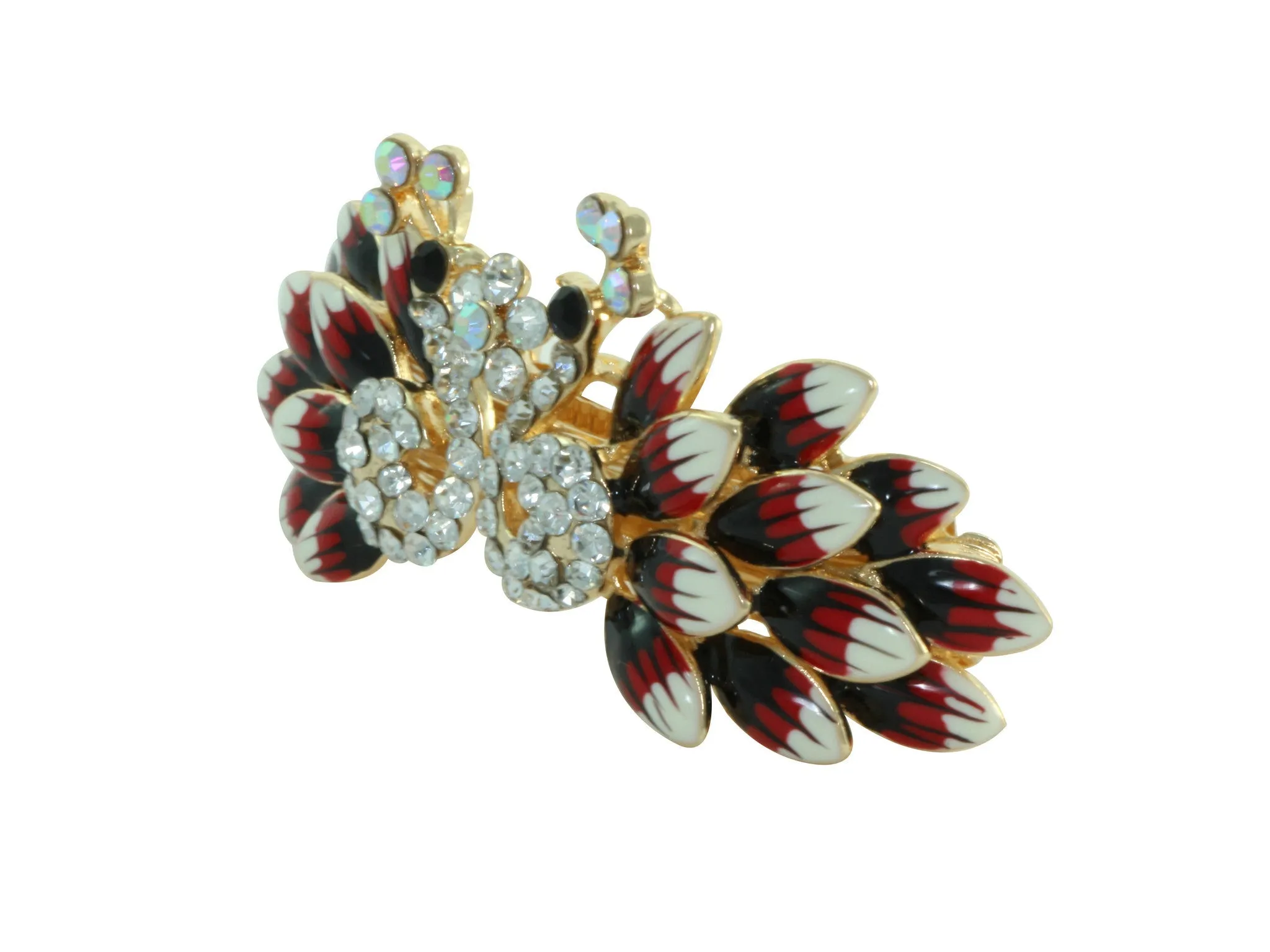 Peacock barrette with white pearls