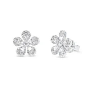 Pear-Shaped Diamond Daisy Stud Earrings