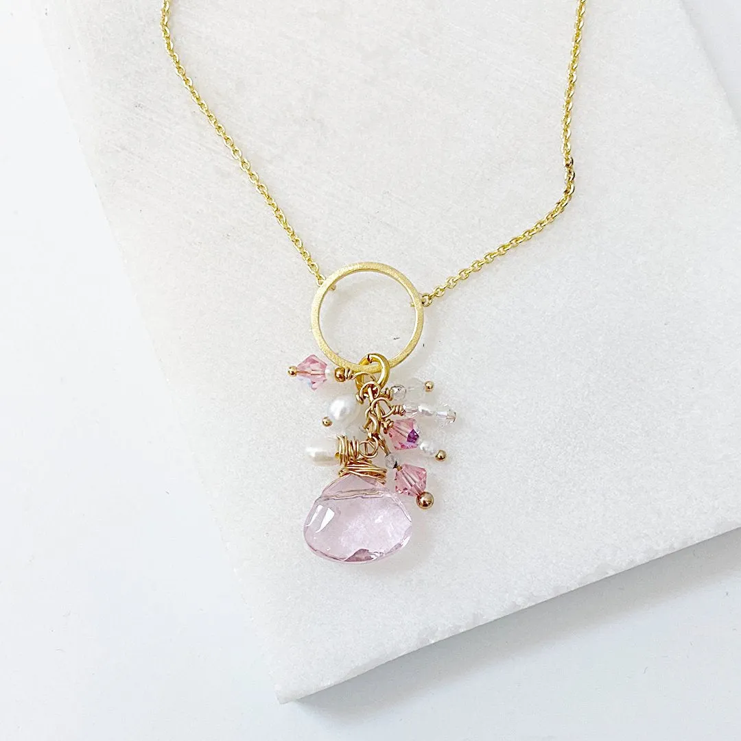 Pink and Gold Charm Necklace