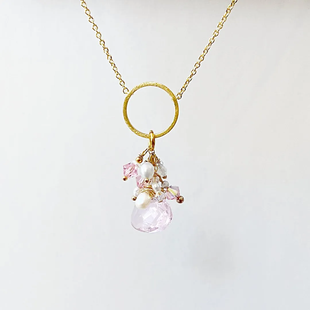 Pink and Gold Charm Necklace