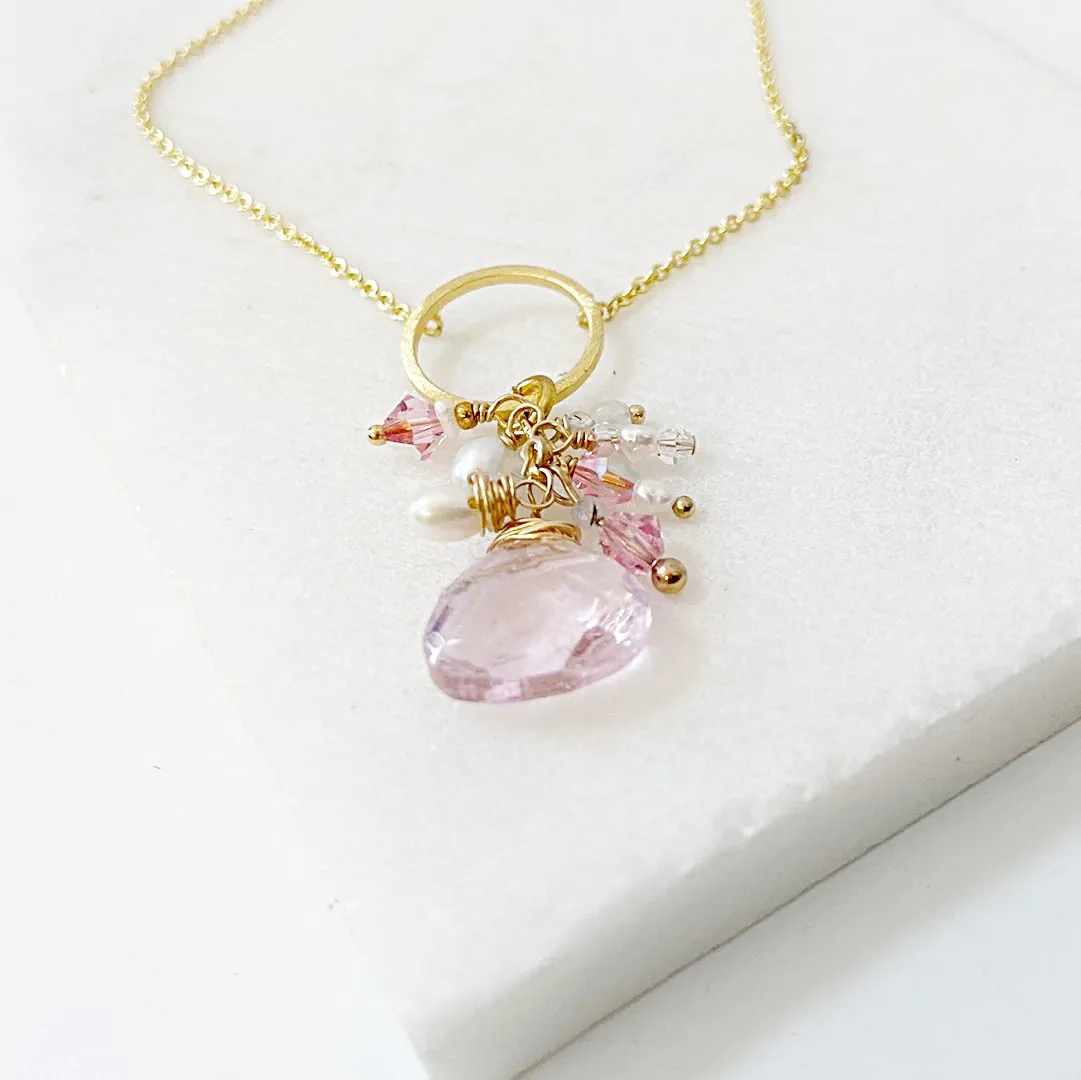 Pink and Gold Charm Necklace