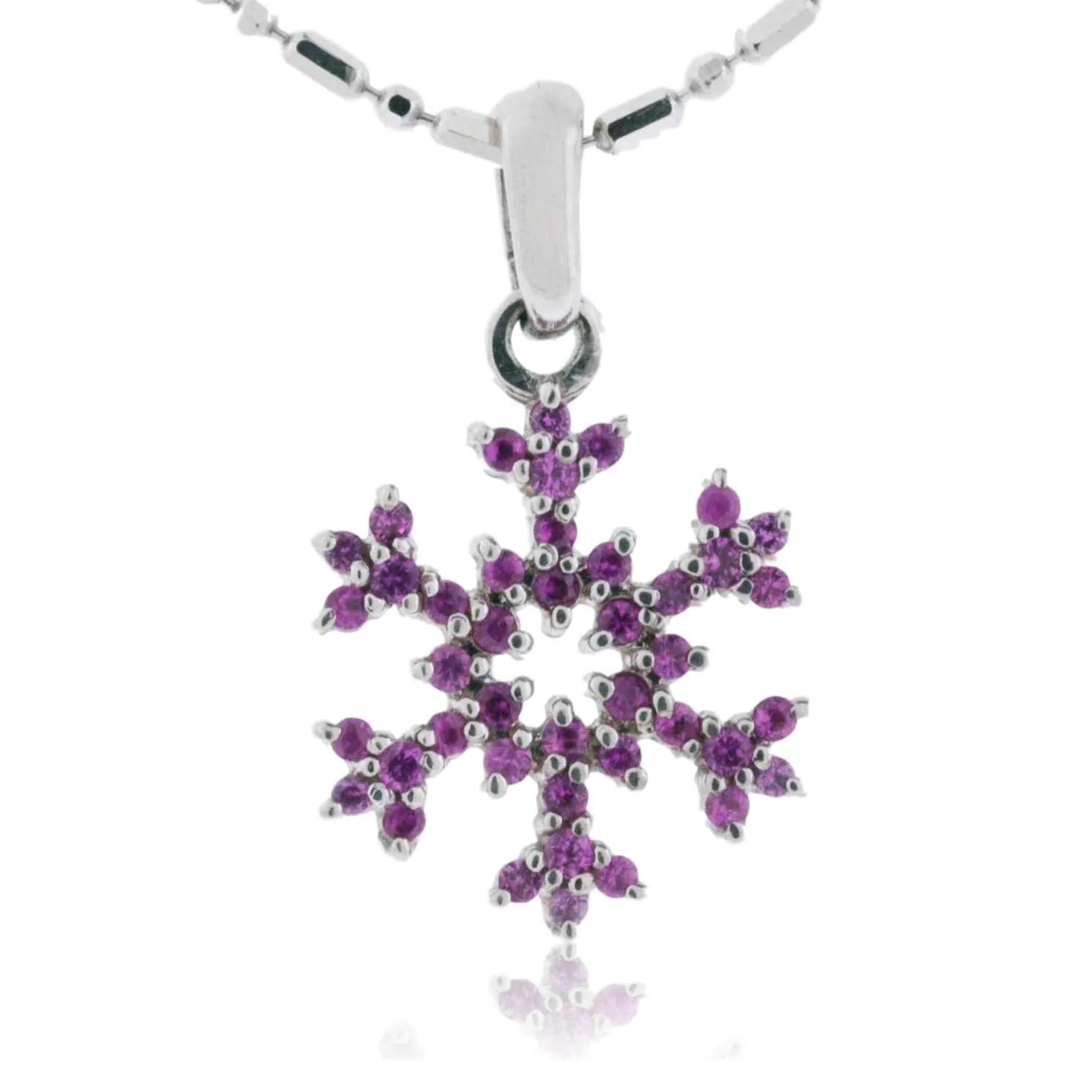 Pink Sapphire Pave Snowflake Necklace