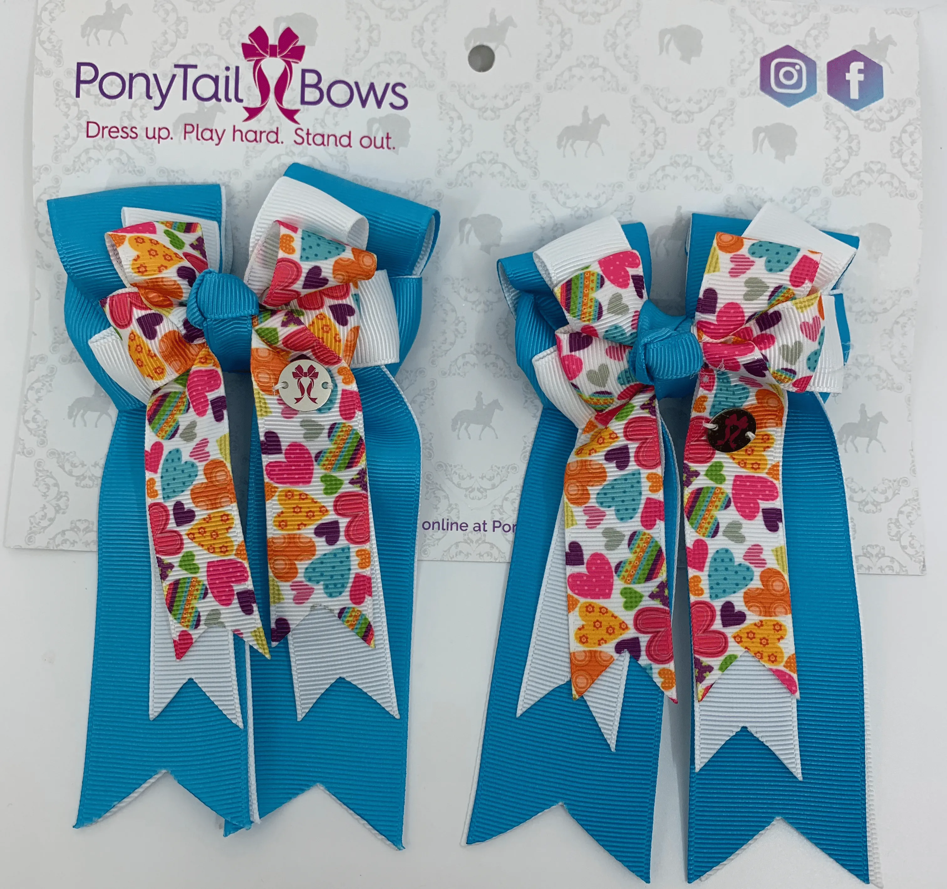 Pony Tail Bows- Hearts in the Sky