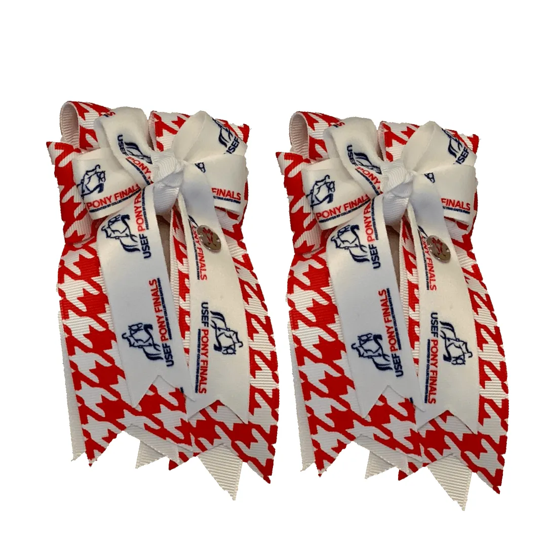 PonyTail Bows- PF Red Houndstooth Show Bows