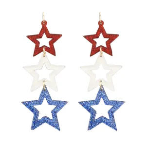 Posh Patriotic Star Earrings