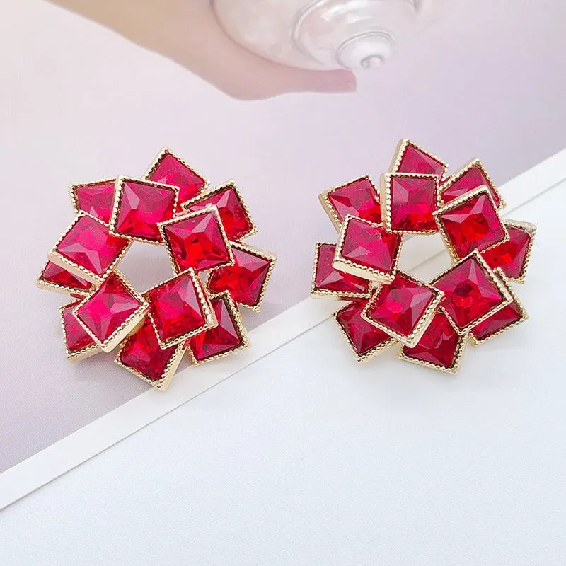 Pre Order:  Flash Diamond Maze Square Earrings