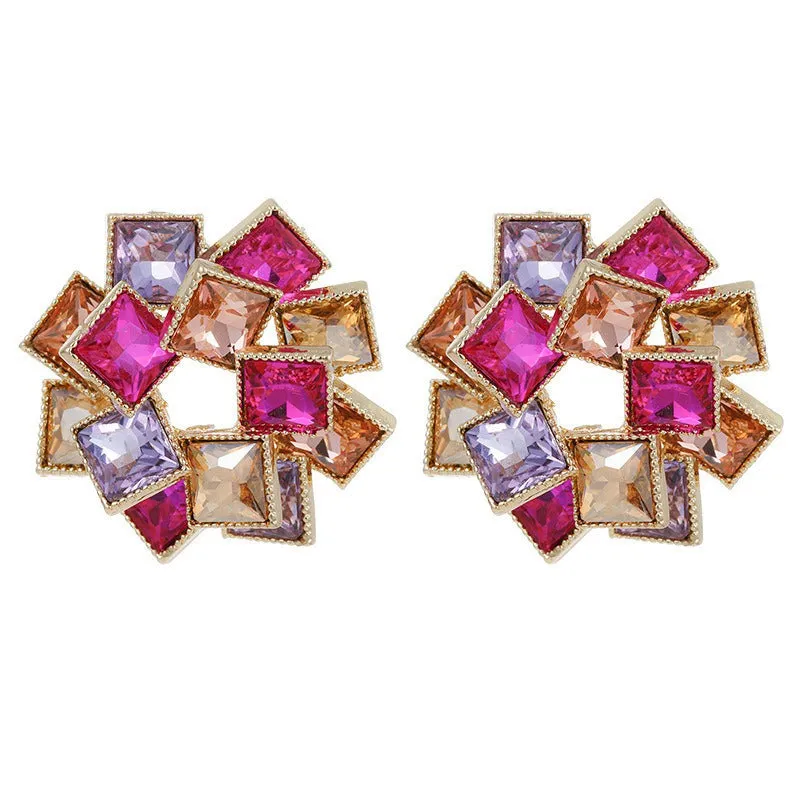 Pre Order:  Flash Diamond Maze Square Earrings