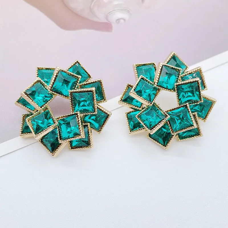 Pre Order:  Flash Diamond Maze Square Earrings