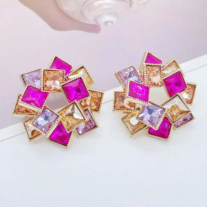 Pre Order:  Flash Diamond Maze Square Earrings