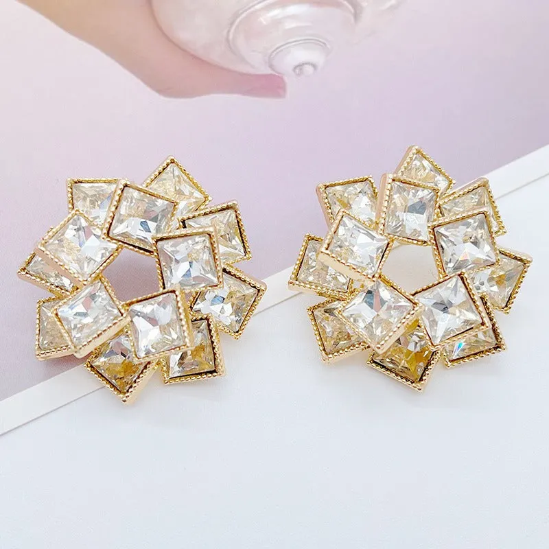 Pre Order:  Flash Diamond Maze Square Earrings