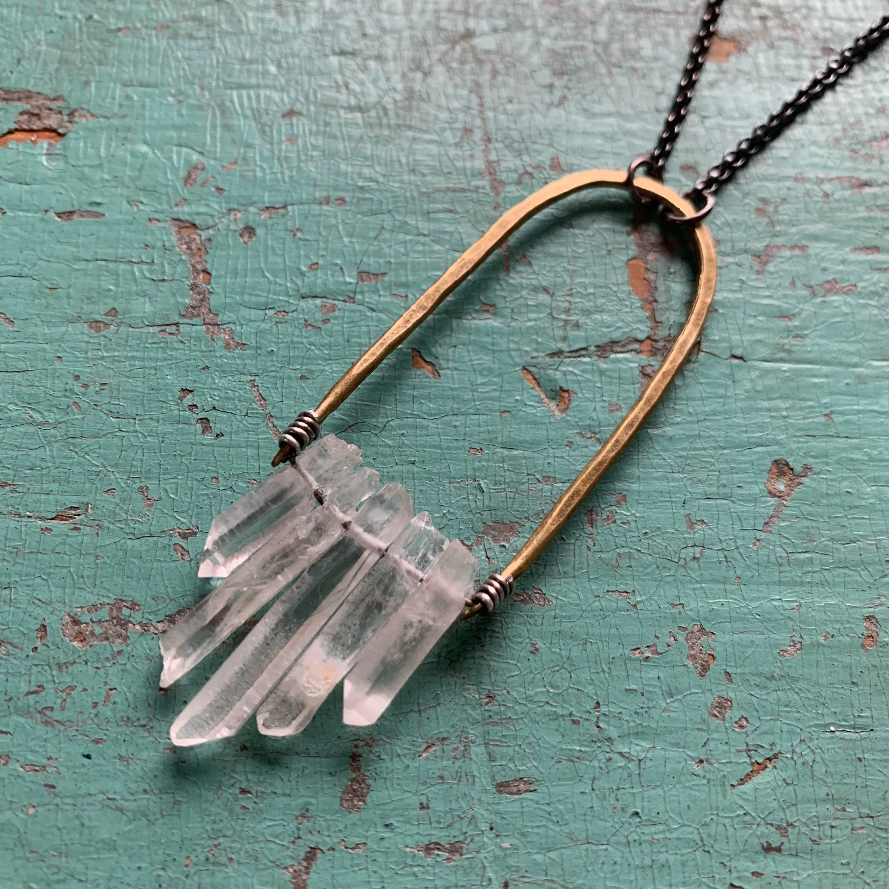 PRIVATE LISTING FOR JUTIMA: Custom 24" length Long Quartz Cluster Necklace