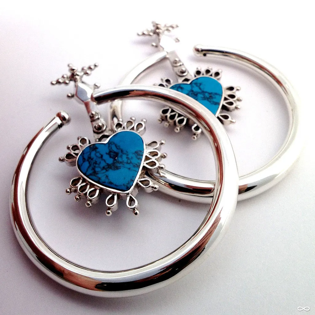 Queen of Hearts in Silver with Turquoise from Maya Jewelry