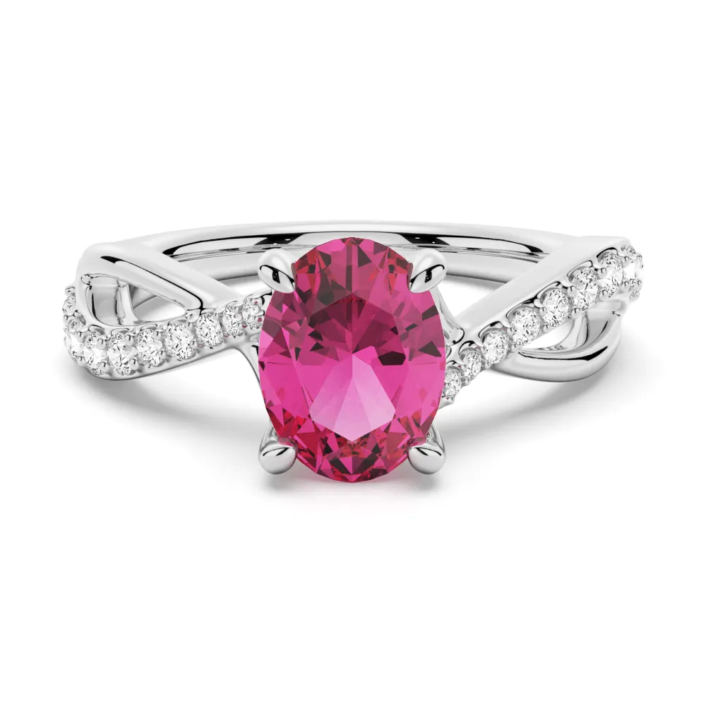 "You Are Stronger Than You Think" Oval Pink Sapphire Ring With Infinite Band